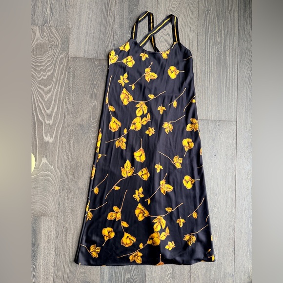 Victoria's Secret Dresses & Skirts - Vintage 90s Victoria's Secret Halter Maxi Floral Slip Dress in Black / Yellow